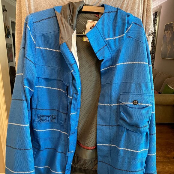 Burton Dryride Hooded Thermolite DHAKA Ski Snowboard Jacket BLUE Men's XL - Picture 2 of 15